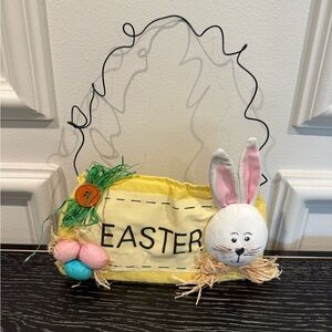 Handmade Yellow Fabric Easter Bunny Rabbit Eggs Wall Door